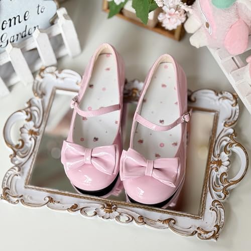 BEROBELLO Women's Lolita Shoes Cute Mary Jane Flats Bowknot Round Toe Party Dress Shoes3