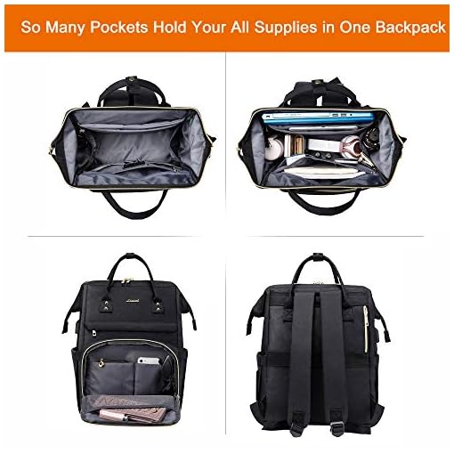 Laptop Backpack for Women Fashion Travel Bags Business Computer Purse Work Bag with USB Port, Black, 17-Inch - Image 3