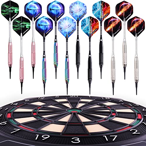 image for WIN.MAX Darts Plastic Tip - Soft Tip Darts Set - 12 Pcs 18 Gram with 1