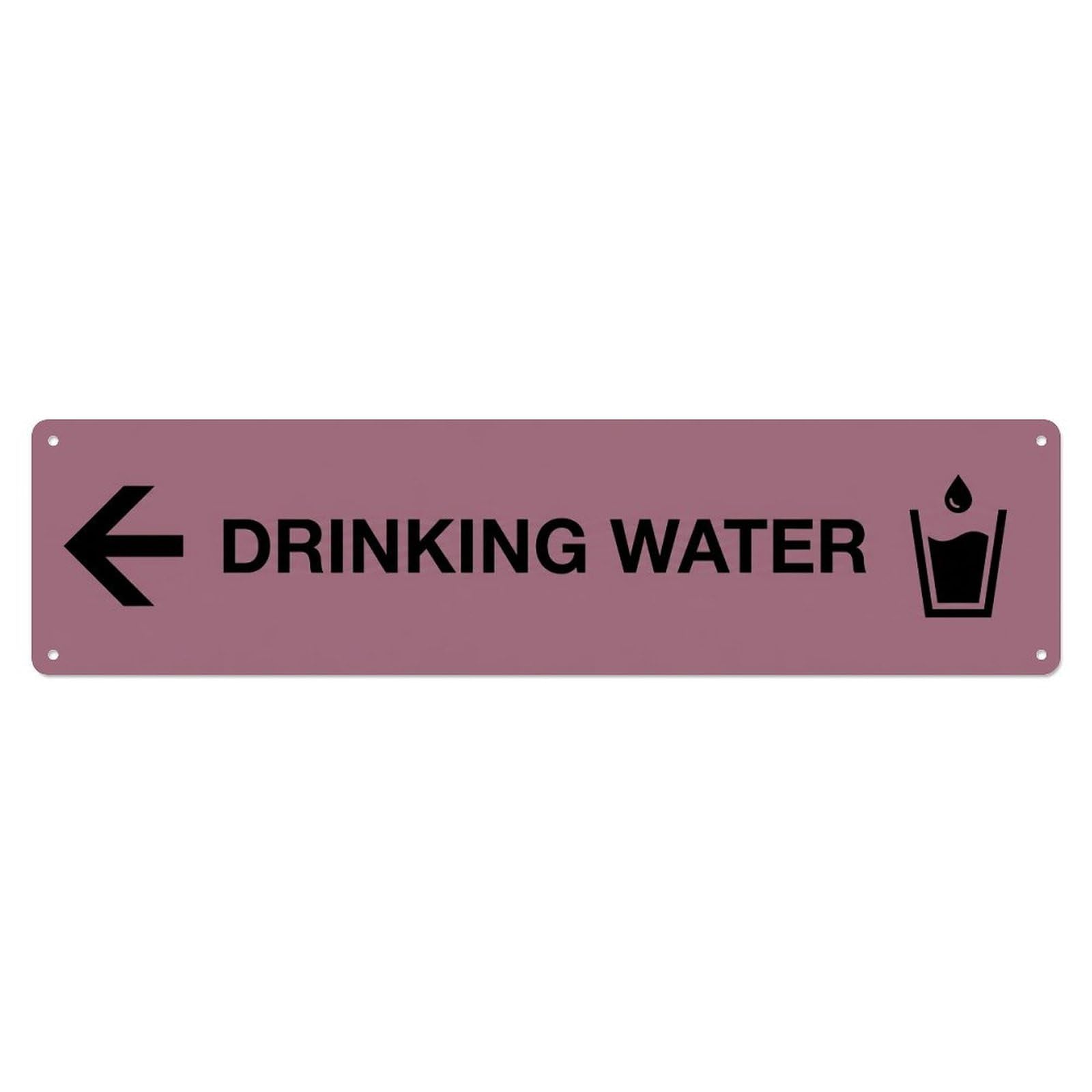 Fqnyr Style Metal Tin Sign Drinking Water Sign Mauve Black Left