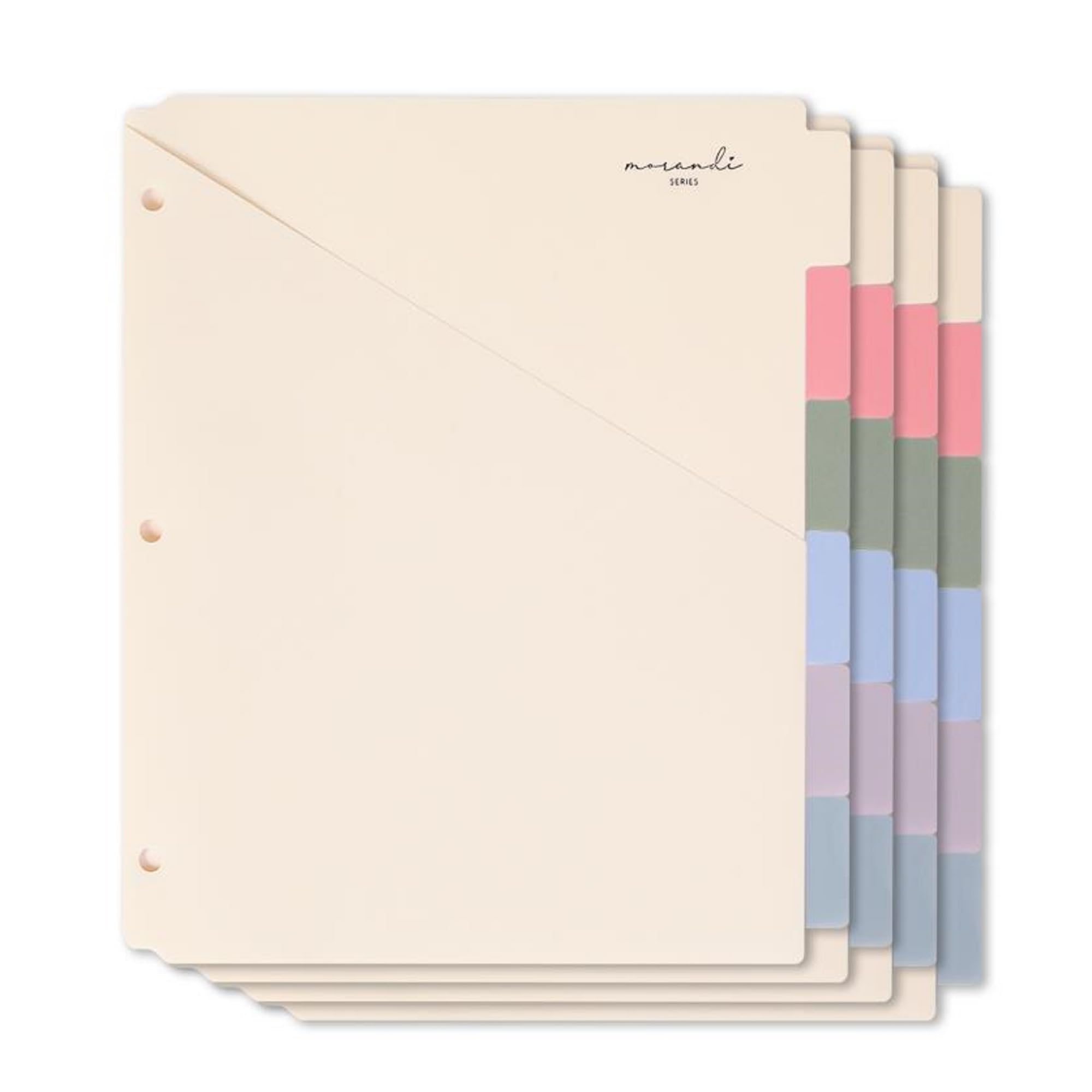 H4D 6-Tab Dividers for 3 Ring Binder, Plastic Dividers with Two Pockets, Letter Size, Pastel Colors, 4 Set