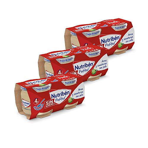 Nutribén Potitos Introducción al Pollo con Arroz Y Zanahorias, Desde los 4 Meses, Pack 6 x 120gr