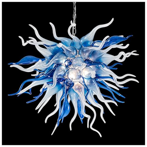 Kasiqilight Blue Hand Blown Glass Chandelier