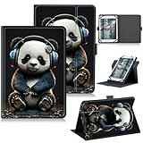 RWUTYTIUL Universal Tablet Case for T-Mobile Revvl Tab 2 10.1' 2025/Revvl Tab 5G 10.36' 2023, 360 Degree Rotating Kickstand Protective Stand PU Leather Shell Cover for 9'-10.5', Cate Panda