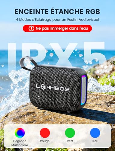 UOHHBOE Petite Enceinte Bluetooth Portable Puissante 20W 24H LED RGB – vue 7