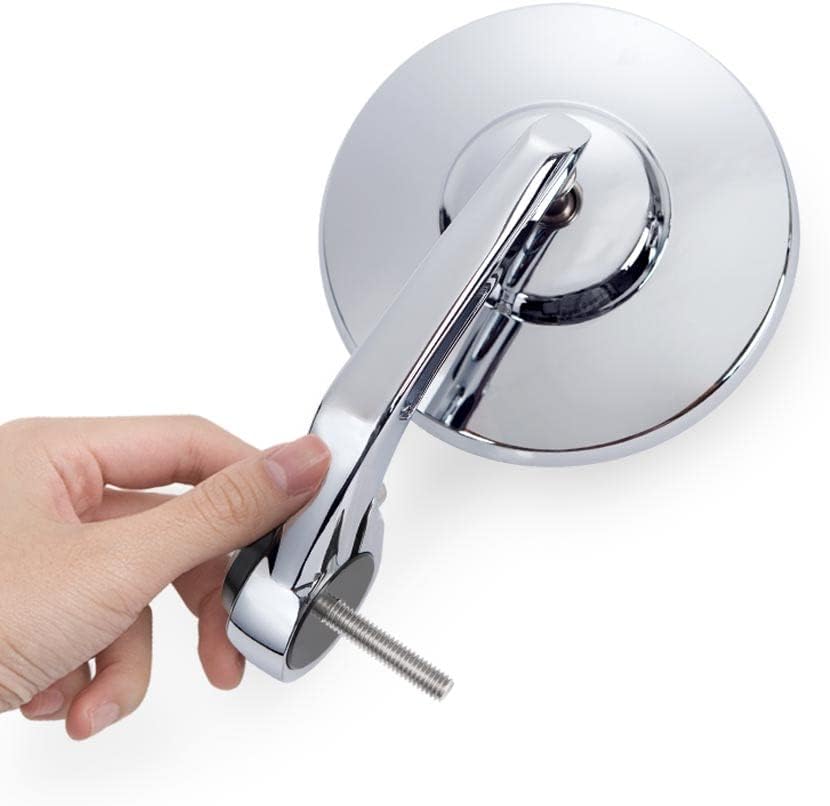 KiWAV Bar End Round Mirrors Short Stem Bob Chrome 5mm Thread compatible for Triumph Air-Cooled Motorcycles