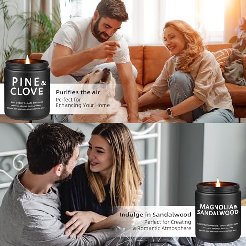 slashome Scented Candles for Men - 4 Pack Scented Candles Gifts for Men, Dad, Boyfriend - 50 Hours Long Burning Soy Candles for Home Scented (Pine/Sandalwood/Patchouli/Oak) - Image 4
