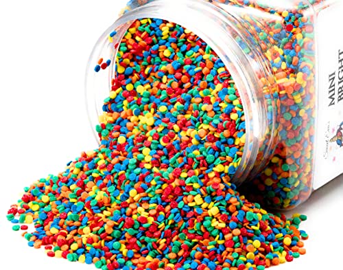 Mini Bright Sequin Sprinkles-Dairy Free,Gluten-Free,Egg Free,Vegan,Soy Free,Nuts Free,Kosher,Sprinkle Medley Mix,For Baking,Decorating,Cookies,Cupcakes,Cakes,Topping,Jimmies,Bulk Candy,Sugar Shapes #TOP1