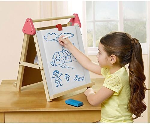 First Learning 3-in-1 Wooden Artist Tabletop Easel (Red)
