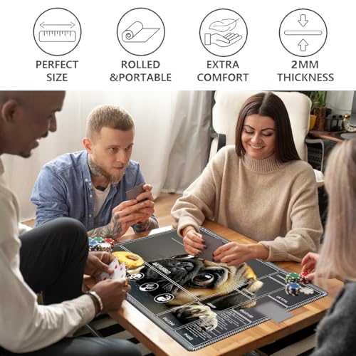 Image of for MTG Playmat with Card Storage Bag,Non-Slip Rubber Base & Smooth Surface 24x14in,Beginner-Friendly Magic Mat for Commander Deck,Cute Dog