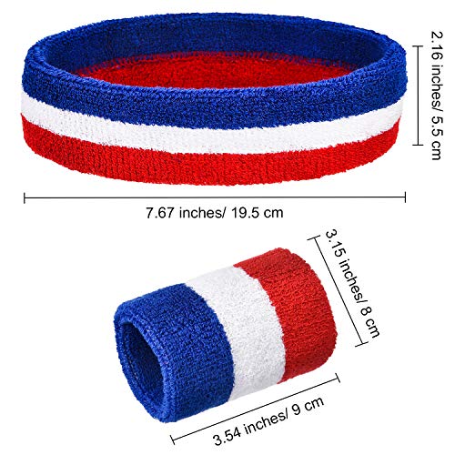 15 Pieces Striped Sweatbands, Includes 5 Pieces Sports Striped Headband And 10 Pcs Wristbands Sweatbands Colorful Striped Sweatband For Labor Day Men And Women #TOP3