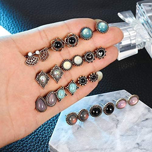 36 Pairs Boho Stud Earrings Set for Women Hypoallergenic Earrings Vintage Bohemian Assorted Earrings - Image 8