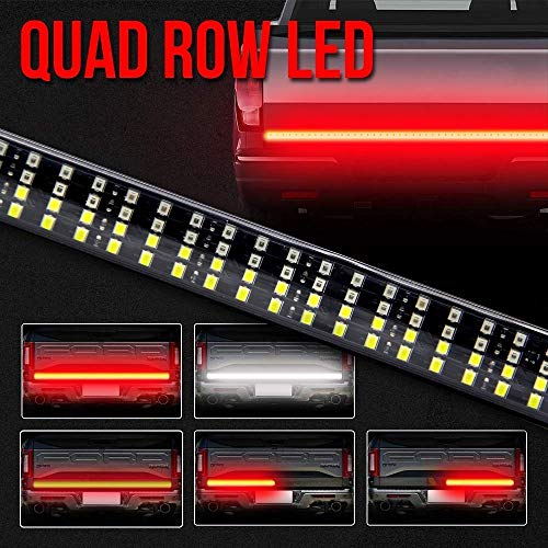 OPL5 Tailgate Light Bar, Quad Row 2 Color 48inch 504 LEDs Truck Tail Light Strip LED Turn Signal Brake Running White Reverse Lights Universal Light Bars for Trucks Pickup Trailer SUV (48" Quad 2color)
