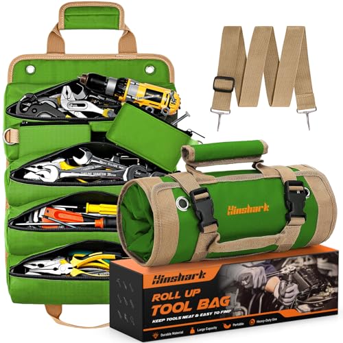 Hinshark Geschenke für Männer, Aufrollbare Werkzeugtasche, Männergeschenke, Geburtstagsgeschenk Gadgets Weihnachtsgeschenke für Männer, Lustige Herren Handwerker Geschenke, Grün