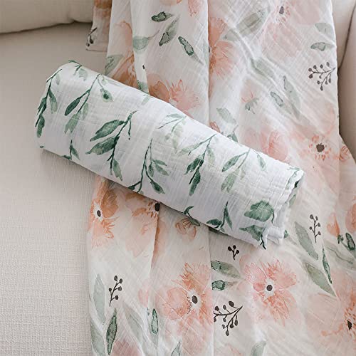 Crane Baby Soft Muslin Swaddle Blankets, Soft Swaddle Wraps For Boys And Girls, Floral, 2 Count, 47" X 47" #TOP2