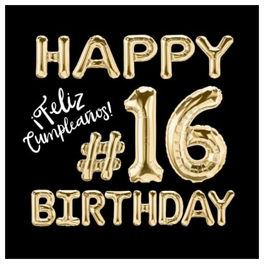 Feliz 16 Cumpleaños Libro de Visitas: Decoración Con Globos de Oro y Negro I Para los Felicitaciones, la Poesía y las Fotos I Regalo para los 16 Años Mujer u Hombre I Lista de Regalos