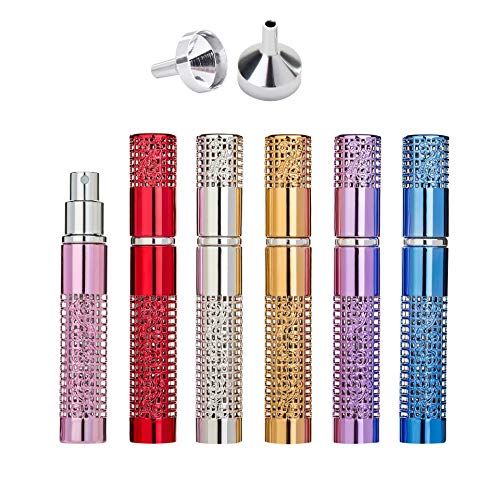 Perfume Atomizer - 5 ML Alloy Perfume Refillable Empty Bottle for your Perfumes Set Of 6 Colors Christmas Day Gift