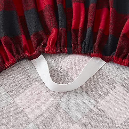 Flannel Sheets Warm and Cozy Deep Pocket Breathable All Season Bedding Set with Fitted, Flat and Pillowcases, King, Buffalo Check Plaid Burgundy