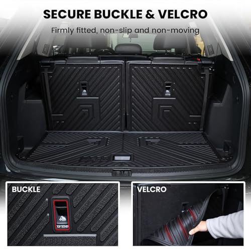 Image of LASFIT Cargo Mat for Volkswagen VW Atlas 2018-2026(Not fit Cross Sport), All Weather TPE Custom Fit Trunk Mat & Seatback Mat for VW Atlas 6&7 Seats Accessories, Black, Easy to Clean