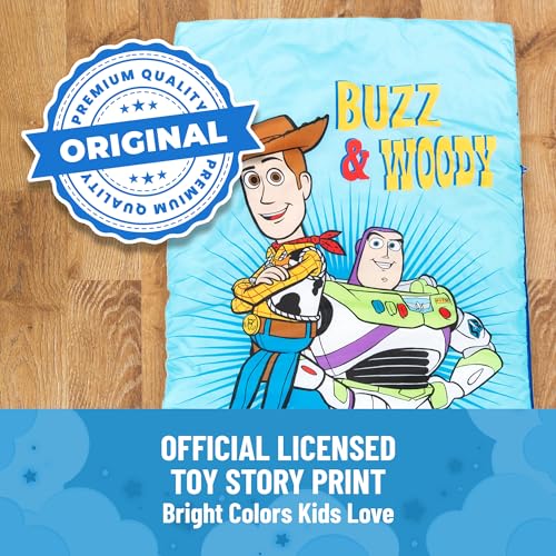 Image of Jay Franco Disney Toy Story Slumber Sack - Cozy & Warm Kids Lightweight Slumber Bag - Featuring Woody and Buzz Lightyear (Official Disney Pixar Product)