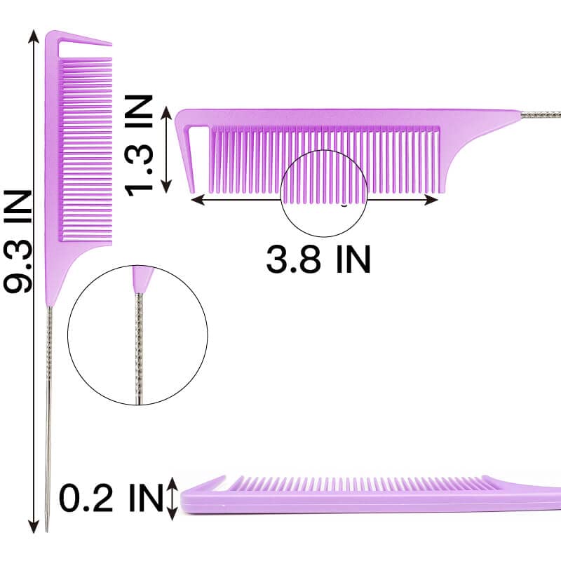Miniatura 2 de Yumflan Peines de cola de rata, peines de separación para trenzar el cabello, peine de nailon con cola de rata de acero inoxidable para seccionar,