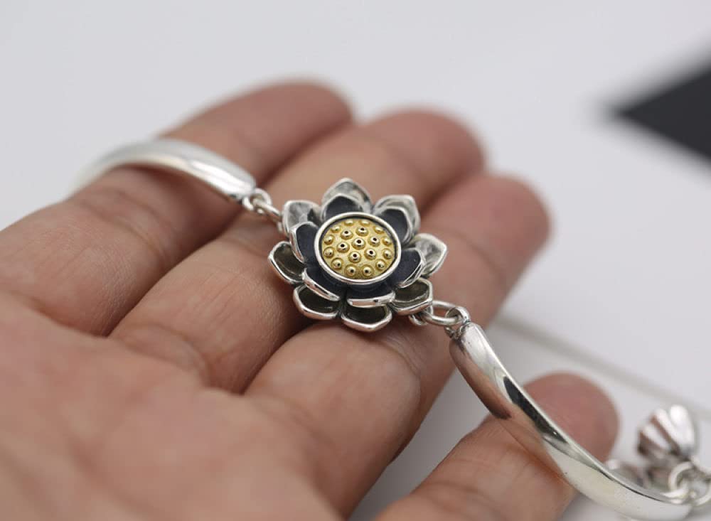 Silber Armband Damen 925,925 Sterling Silber Armband Vintage Lotus Freundschaftsarmband Einstellbare Glücksschmuck Geschenke Für Frau Freundin Zum Geburtstag
