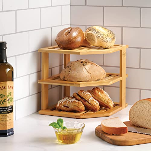Bambüsi Plate Organizer for Cabinet - Bamboo Kitchen and Bathroom Corner Shelf - Kitchen Cabinet Organizer for Plate, Dish, and Space Saving - Corner Cabinet Organizer for Kitchen Organization - Image 3