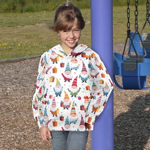 Kids Hoodies Sweaters Christmas Gnome Dwarfs Hooded Sweatshirts with Big Pockets for Boys Girls B04000433