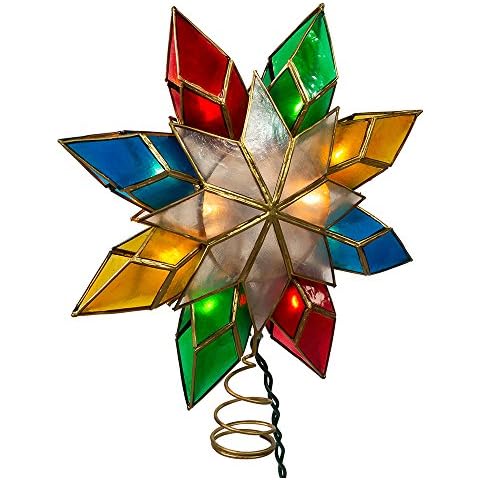 Kurt Adler Multi-Color Capiz Star Tree Topper Cover