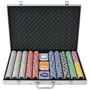 NQJIBUE Zestaw Pokerowy 1000 Żetonów Laserowych