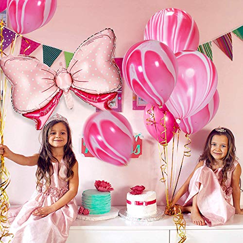 Image of 50pcs Pink Marble Balloons 12 Inch Marble Agate Latex Balloons for Pink Valentine Party Birthday Tie Dye Balloons Easter Decoration Wedding Baby Shower Festival Photobooth