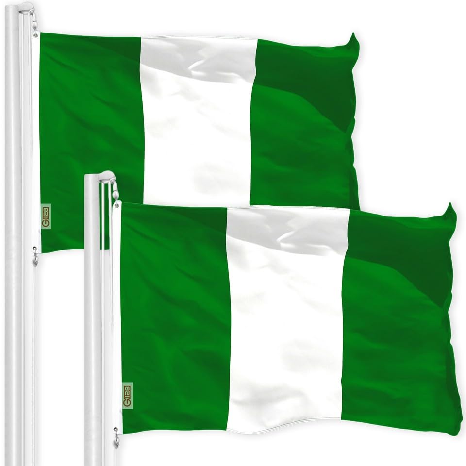 Nigeria Flag 2-Pack 3x5 FT, Nigerian Printed 150D Polyester