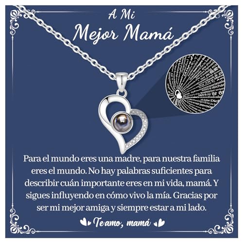 CheersLife Collar Para Mamá Con Caja De Regalo - Regalo Día De La Madre, Originales Para Mujer, Plata Amor - Cumpleaños y Navidad