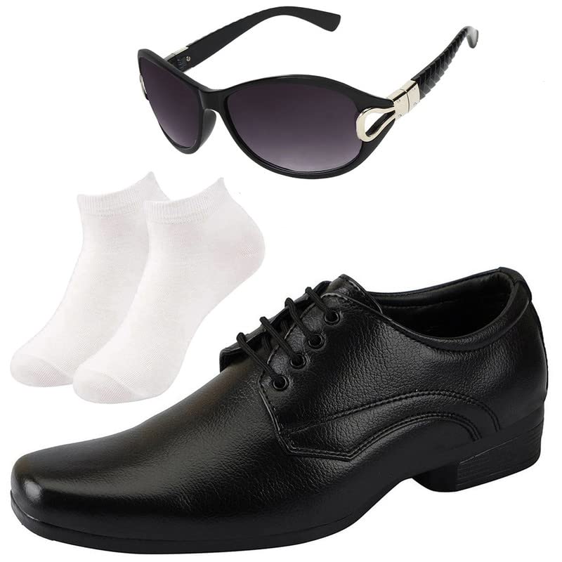 vitoria l Men Black Lace Formal Shoes with White Socks & Women Gaga Black-picture-10