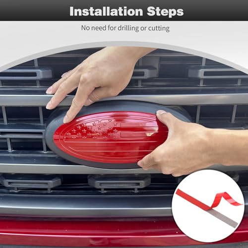 Image of CheroCar for F150 Emblem Cover Trim,Logo Back Badge Decoration Cover Trim Compatible with Ford F150 F-150,Red