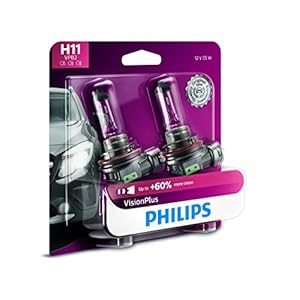 Philips Automotive Lighting H11 VisionPlus Deluxe Upgrade Automotive Replacement Headlight Bulb, for High Beam, Low Beam, and Fog Positions (Pack of 2)