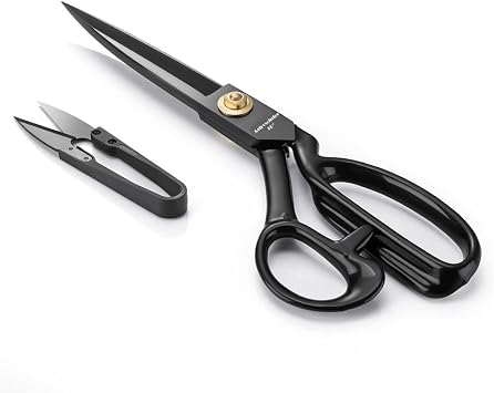 Dressmaking Scissors 10, Black - Dressmaker Fabric Sewing Shears - Tailors Scissors for Cutting Fabric, Leather AW-001-R10-B