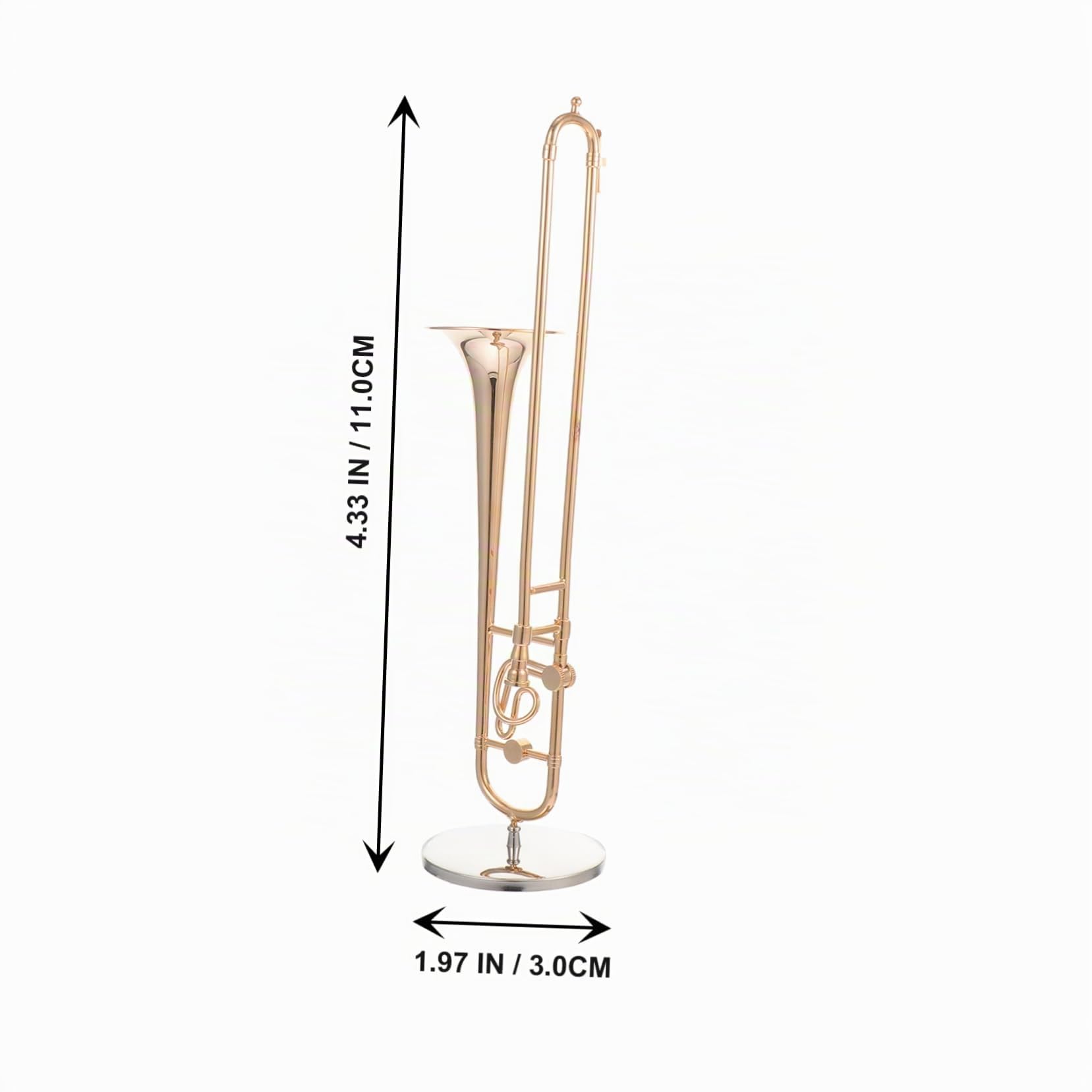 VICASKY 1 Pc Modelo De Trombón Modelo De Exhibición De Trombón Soporte De Mini Trombón Modelo De Instrumento Estuche De Trombón Niño Sala De Juguetes Delicado Cobre Chapado En 24k