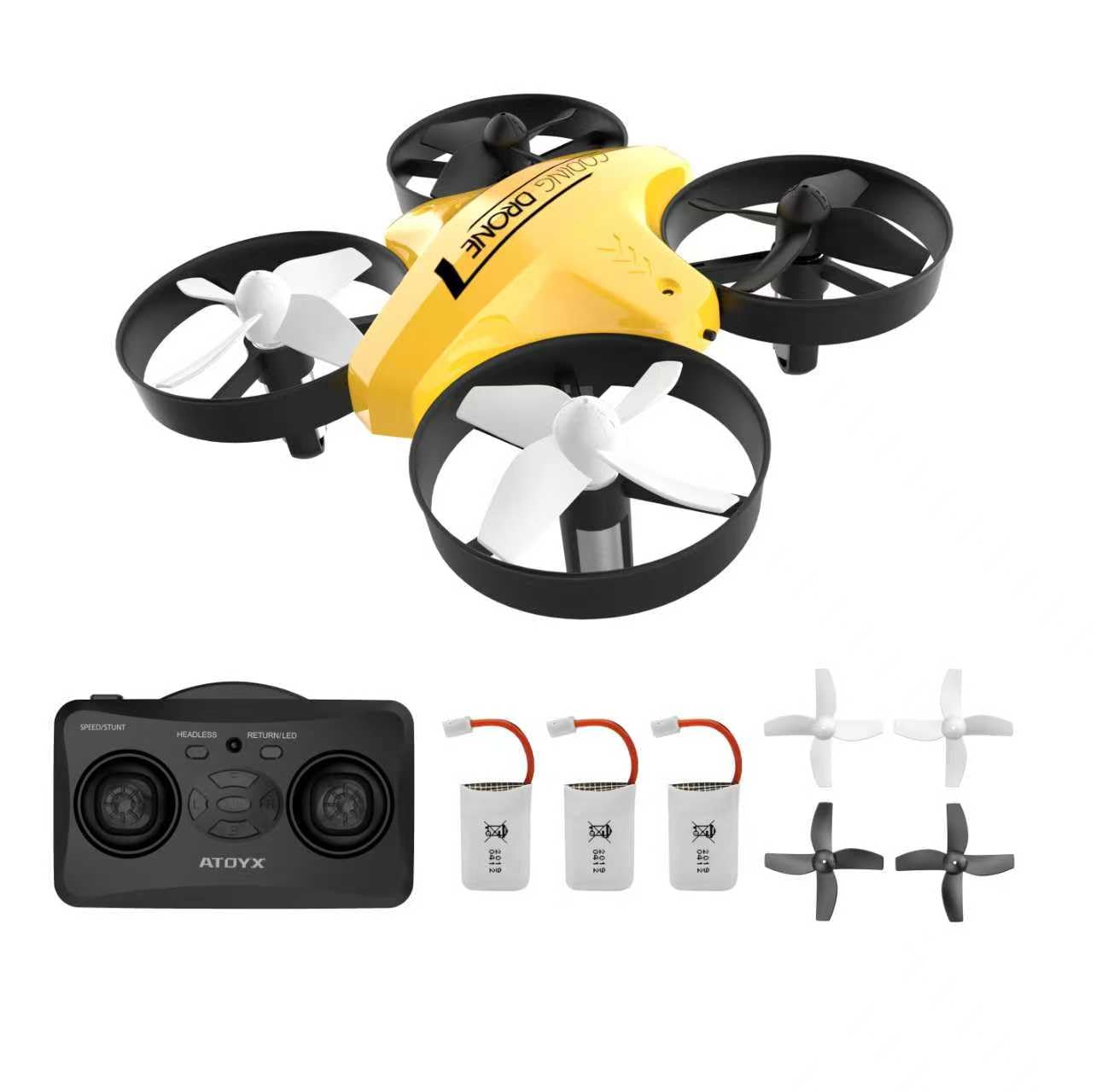 Mini Drone, Hand Operated & RC Nano Quadcopter for Kids & Beginners Indoor, with 3 Batteries, Throw to Go, Flips, Obstacle Avoidance, Children's Day Gift & Christmas Gift for Boys Girls -Yellow