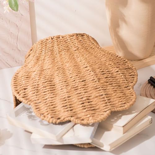 Panier tressé design coquillages polyvalent, idéal pour livres et collation - 7