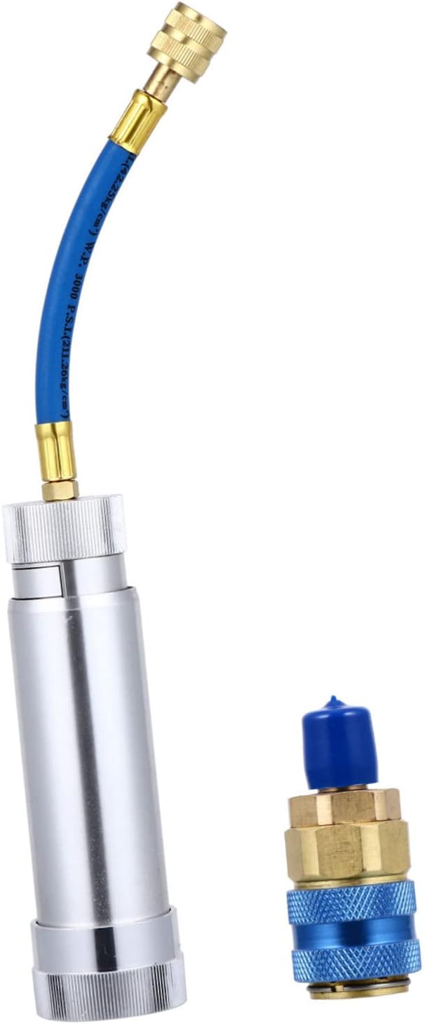 SOLUSTRE Car Air Conditioner Oil and Dye Injector Kit Easy Hand Turn Filler for Automotive Systems