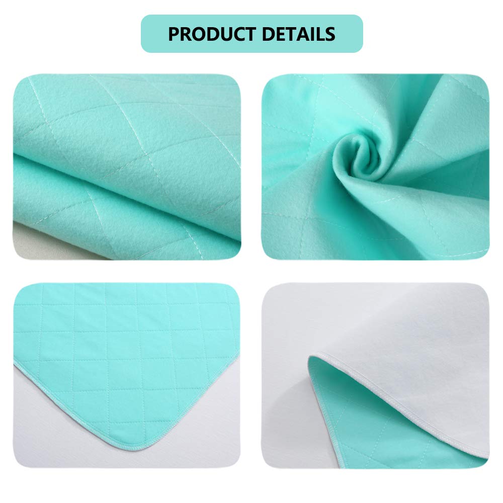Beedsooth Set di 2 Assorbente Impermeabile Coprimaterasso, Lavabile Incontinenza Protezioni Materasso Foglio per Bebè Bambini Adulti Animale Domestico, Anziane - Verde, 86x132cm