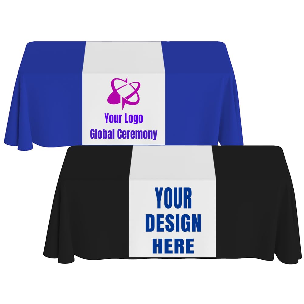 VJAOFRB Personalized Table Banners and Signs Customize with Logo Text QR Code, Custom Table Runner for Business Events Commercial Exhibitions Festival