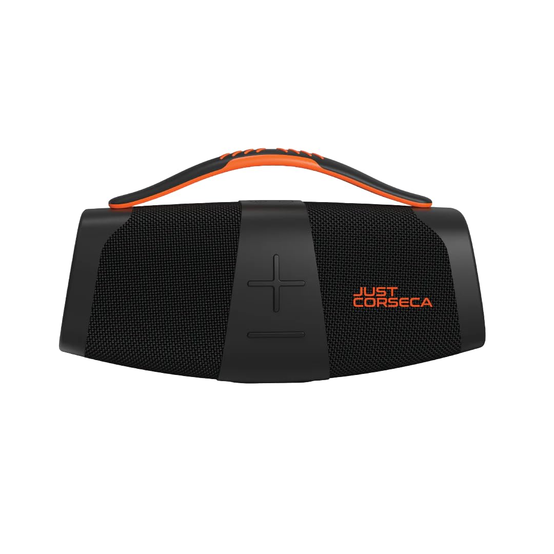 just corseca sstrike wireless speaker | 40w sound | bluetooth 5.3 | 6-hour playtime | tws, fm, usb with led light (black)