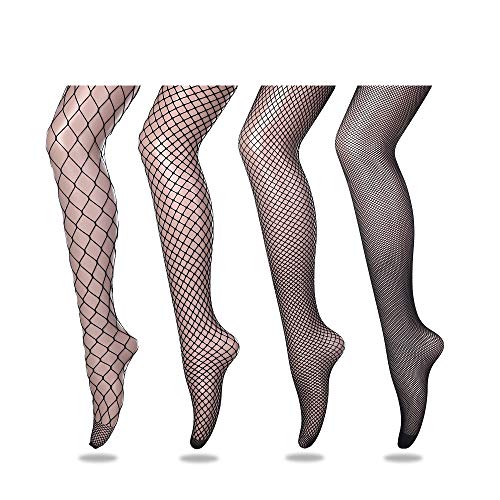 FLORA GUARD 4 Pairs Fishnet Stockings For Women, High Waist Sexy Mesh Fish Nets Tights Leggings, Plus Size Sheer Pantyhose2