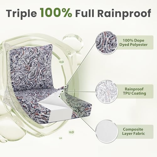 Image of Favoyard Outdoor Deep Seat Patio Cushions Set, 22 inch x 22 inch, Rainproof, Garden