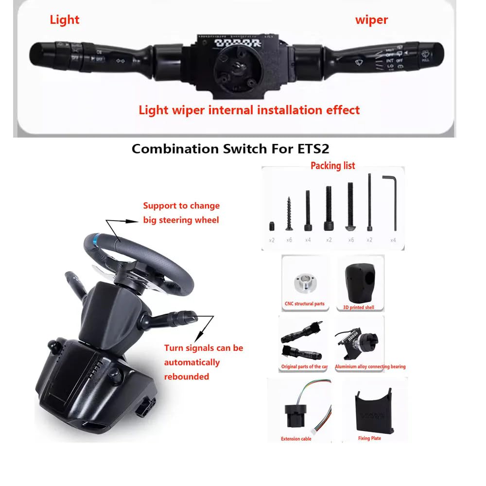 Benshuuk DIY Drehsignalwischer Hebel Kombinationsschalter für G27 / G29 / G920 / G923 oder Moza Spiel Lenkrad; PC Rennsimulator für ATS ETS2 OMSI 2 Euro/American Truck (For G27/G29/G920)
