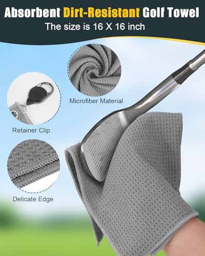 Golf Club Cleaner Brush with Golf Towel: Christmas Stocking Stuffers for Men Adult Golf Accessories for Men Grip Scrub Cleaning Kit Retractable Clip Hold 5 Oz Water Useful Golfer Gifts Idea Cool Gear - Image 6