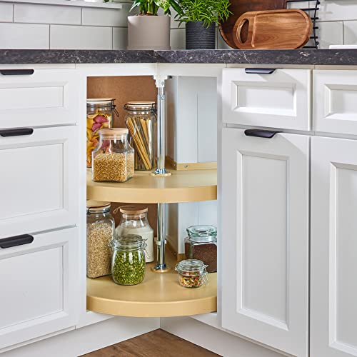 Image of Rev-A-Shelf 28 inch 2-Tier Pie-Cut Lazy Susan for Corner Base Cabinets, Almond