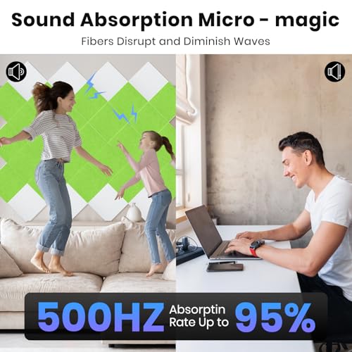 Panneaux acoustiques muraux isolant phonique Focusound plaque mousse verte 18 dalles
